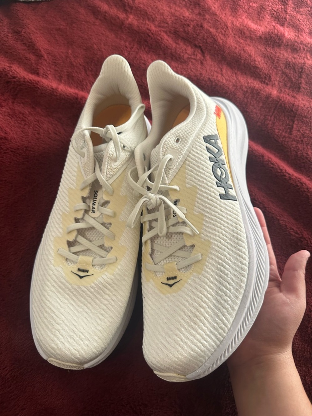 Hoka Men’s Cream and Yellow Neutral Running Shoes